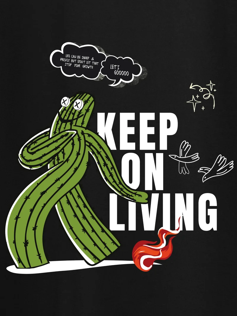بيونغ تيشيرت مطبوع Keep On Living