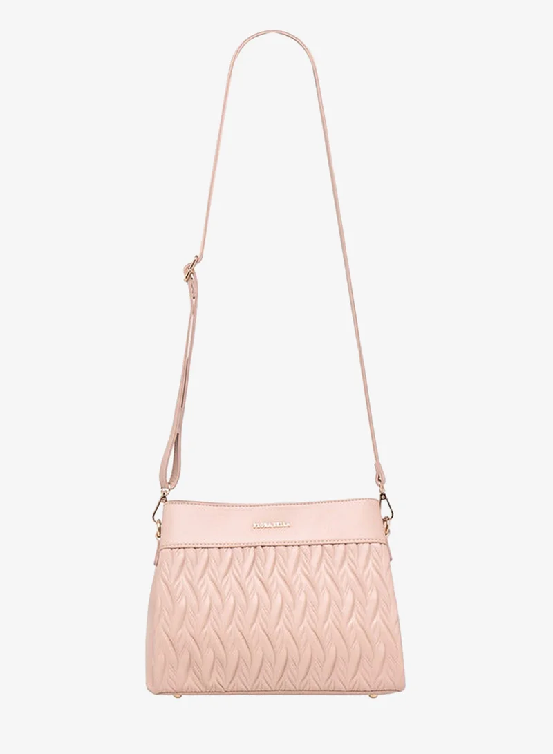 Flora Bella By Shoexpress Textured Crossbody Bag with Detachable Shoulder Strap