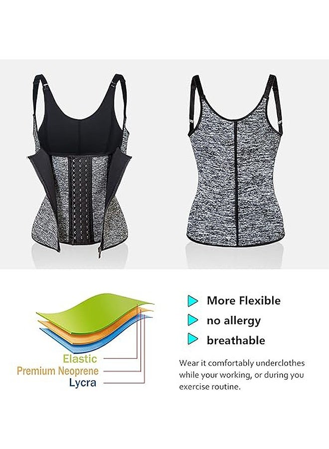 SOUTH MOON Waist Trainer for Women, Triple Belt Body Shaper Waist Trainer Corset with Zipper and 3 Rows Closure, Tummy Control Hourglass Slimming Belly Body Shaper (Grey) - Image 3