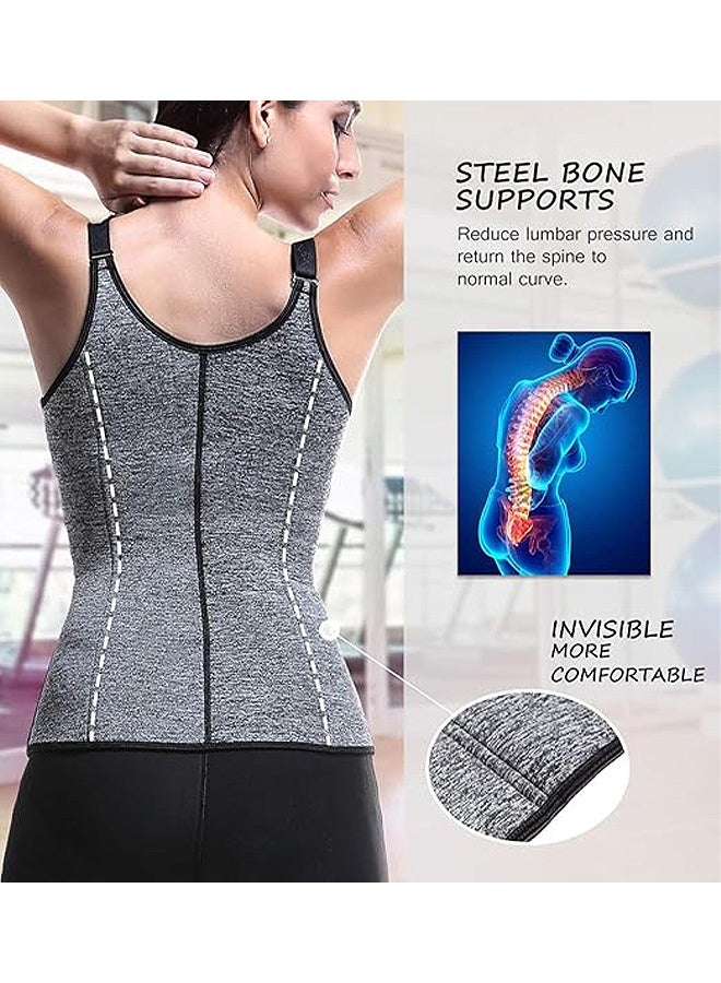 SOUTH MOON Waist Trainer for Women, Triple Belt Body Shaper Waist Trainer Corset with Zipper and 3 Rows Closure, Tummy Control Hourglass Slimming Belly Body Shaper (Grey) - Image 4