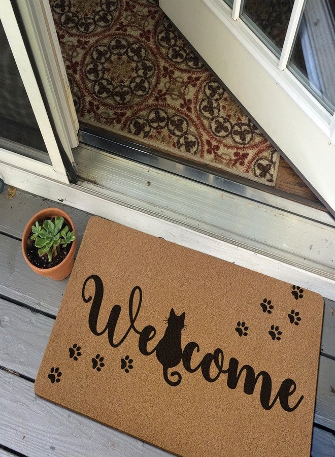 XLDLIOO Cute Black Cat Paws Door Mat, Funny Welcome Front Door Mat Indoor Outdoor Entrance, Rustic Artificial Coir Doormat Rugs for Cat Lovers Owners Porch Entry Patio Kitchen Decor 30x17in - Image 5