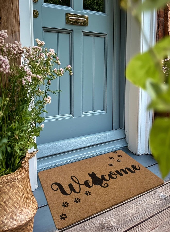 XLDLIOO Cute Black Cat Paws Door Mat, Funny Welcome Front Door Mat Indoor Outdoor Entrance, Rustic Artificial Coir Doormat Rugs for Cat Lovers Owners Porch Entry Patio Kitchen Decor 30x17in - Image 2