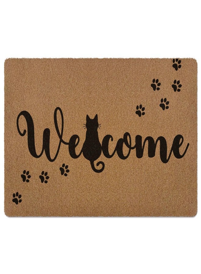 XLDLIOO Cute Black Cat Paws Door Mat, Funny Welcome Front Door Mat Indoor Outdoor Entrance, Rustic Artificial Coir Doormat Rugs for Cat Lovers Owners Porch Entry Patio Kitchen Decor 30x17in - Image 1