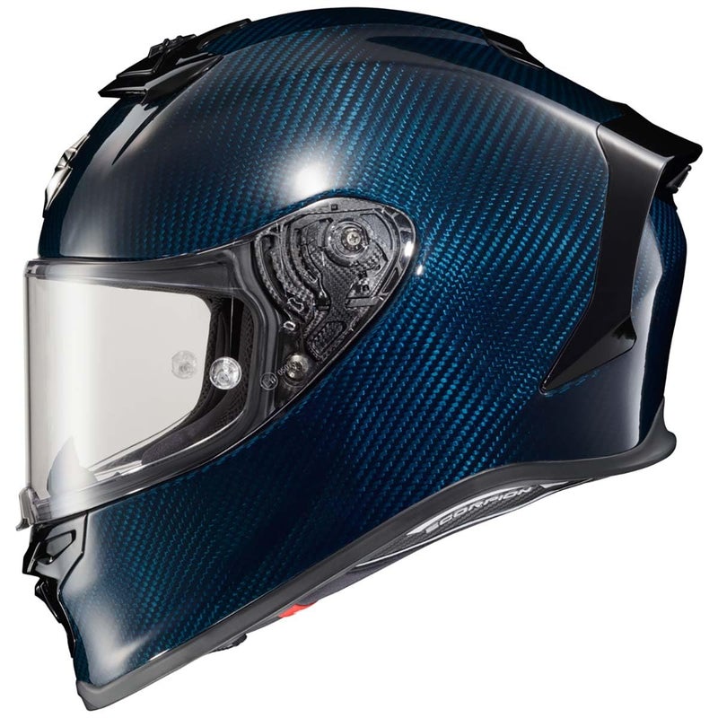 ScorpionEXO R1 Air Carbon Fiber Full Face Motorcycle Helmet with Pinlock Shield Bluetooth Ready Speaker Pockets DOT ECE Solid Gloss Blue XL