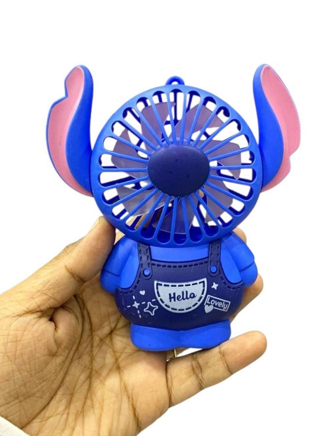 Stitch Small Portable Cool Mini Hand Held Fan and 3 air speeds for Kids-Summer- BLUE