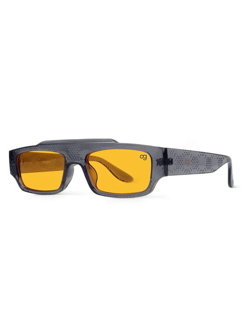 Woggles Designer Grey Rectangle Sunglasses| Men & Women| 100% Uv Protection