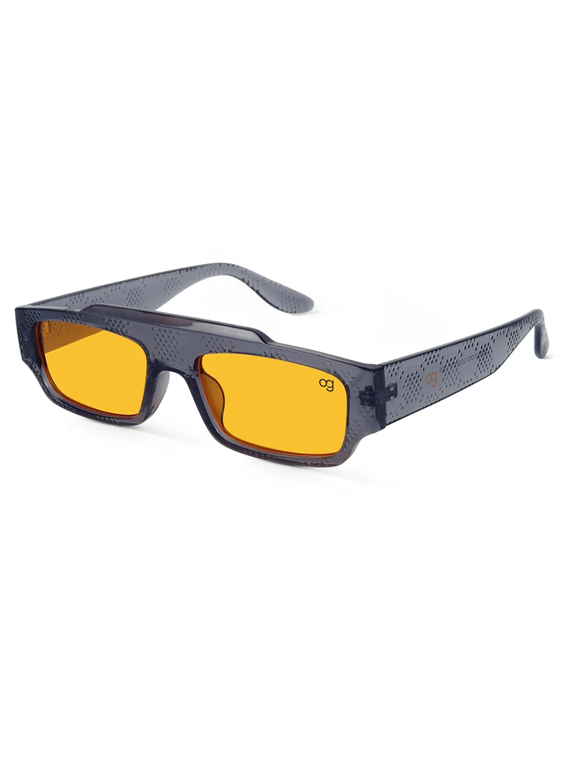 Woggles Designer Grey Rectangle Sunglasses| Men & Women| 100% Uv Protection