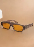 Woggles Designer Grey Rectangle Sunglasses| Men &amp; Women| 100% Uv Protection