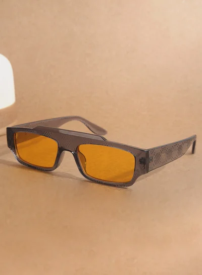 Woggles Designer Grey Rectangle Sunglasses| Men &amp; Women| 100% Uv Protection