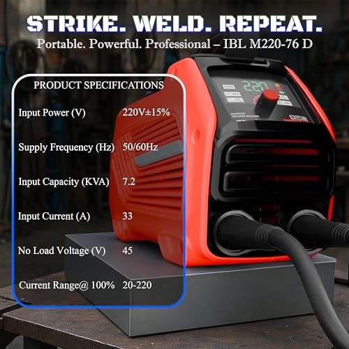 IBELL TOOLS iBELL IBL M220‑76D Inverter ARC Welding Machine 220A | IGBT Technology |PC+ABS Fiber‑Reinforced Body |Adjustable Hot Start,ARC Force & VRD | Anti‑Stick |1.0–4.0 mm Electrode Support|2‑Year Warranty - Image 5