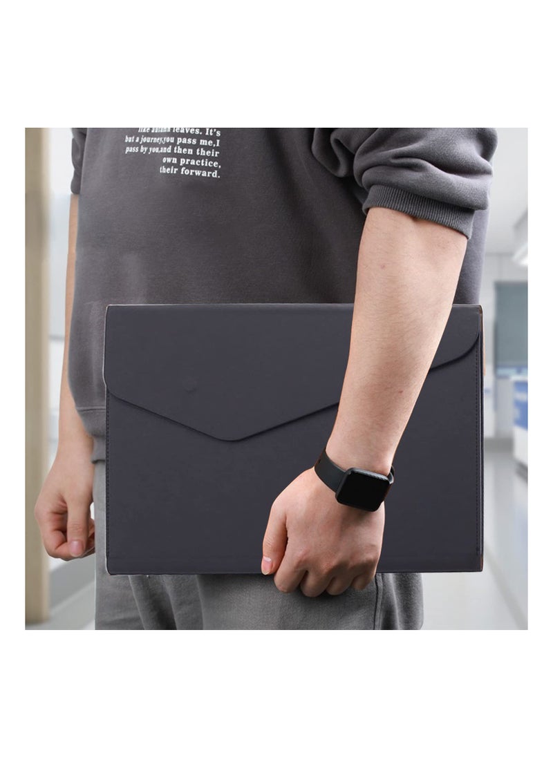 Generic - PU Leather Expanding Document Holder, A4 Business File Organizer with Invisible Magnetic Closure, Ideal for A4 Letter Size Paper, 1 PCS Filing Envelope and Document Jacket. - Image 1