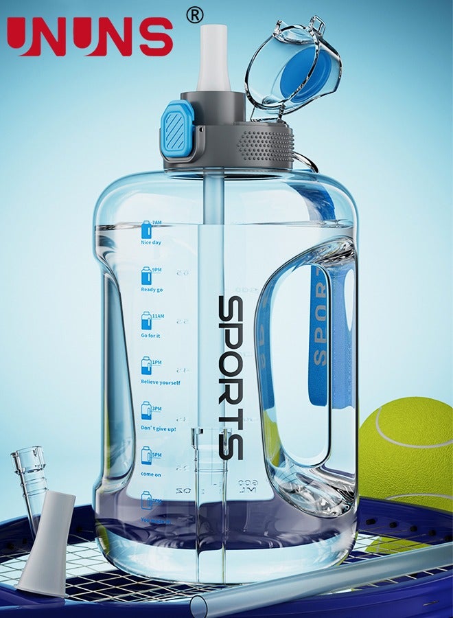 UNUNS Water Bottle With Time Marker,2.5L Water Bottle With Straw And One-Touch Cap,Reusable Water Bottles With Handle And Bottle Brush ,Eco-Friendly Leak-Proof  - Image 2