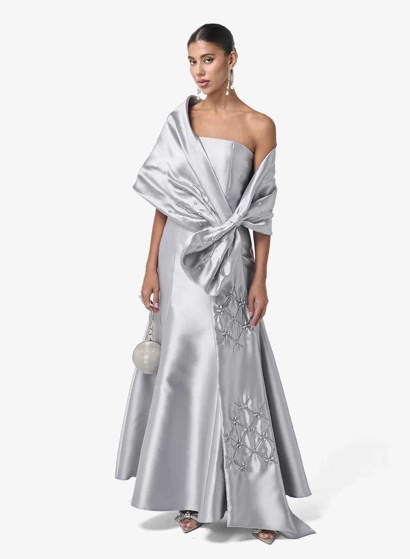 ثريدز باي اجوني Knot Detail Off Shoulder Maxi Dress