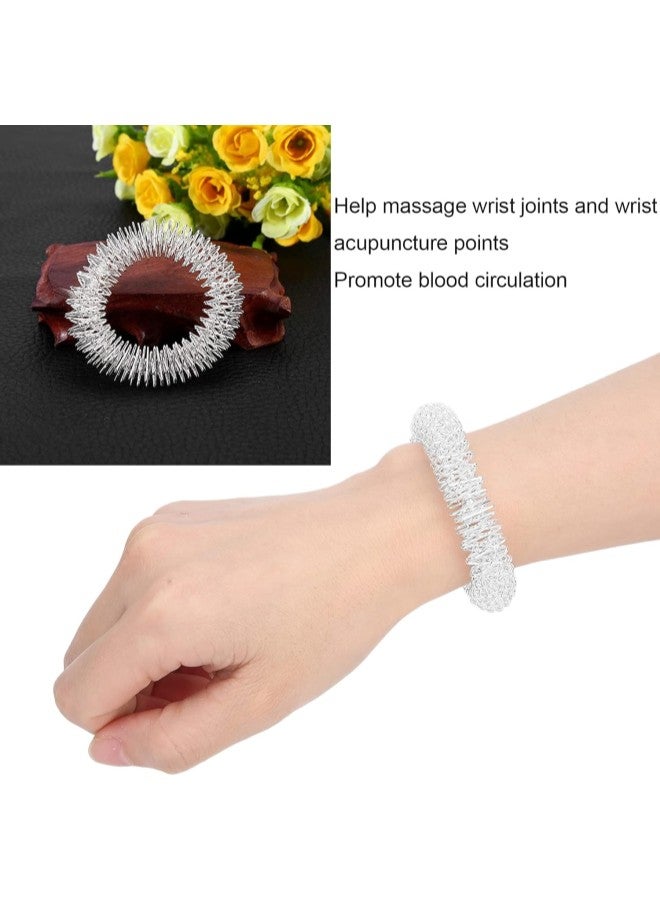 klarako Wrist Massage Ring, Pain Relief Acupressure Therapy Wrist Massage Bracelet, Sensory Wrist Joints Massagers, Stress Relieving Pain Therapy Massager, Silver  - Image 2