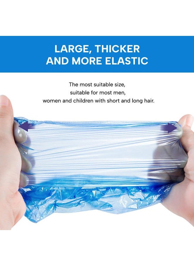 Years calm - 100+10 Shower Caps Disposable, Waterproof Plastic Bath Caps, Elastic Hair Processing Caps for Women Man Kids Girls, Hotel, Home Use (Blue) - Image 1