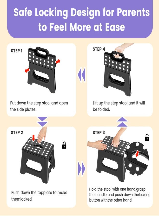 HBTower Folding Step Stool 9 Inch - Holds 600 lb, Non-Slip Surface & Carry Handle - Sturdy Step Stool for Kids, Toddlers & Adults - Compact Foldable Foot Stool for Kitchen, Bathroom, Bedroom, Outdoor - Image 4