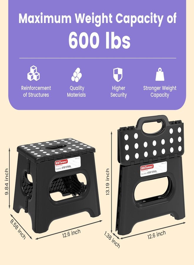 HBTower Folding Step Stool 9 Inch - Holds 600 lb, Non-Slip Surface & Carry Handle - Sturdy Step Stool for Kids, Toddlers & Adults - Compact Foldable Foot Stool for Kitchen, Bathroom, Bedroom, Outdoor - Image 2