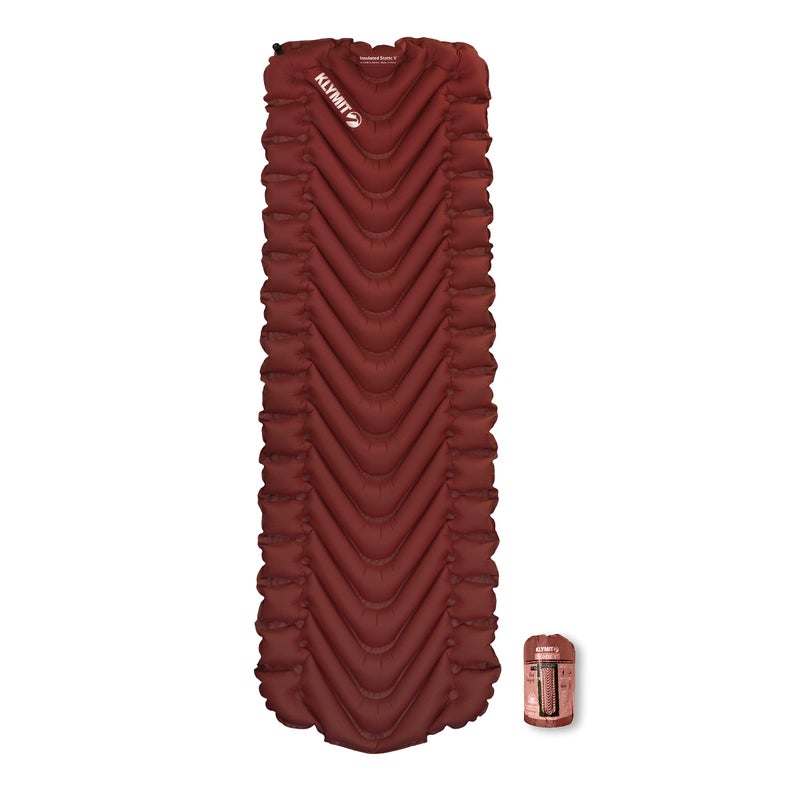 KLYMIT Insulated Static V Inflatable Sleeping Pad | Comfortable, Lightweight, Easy to Inflate, Portable Air Bed Mattress for Camping, Backpacking and Hiking â€” Red - Image 1