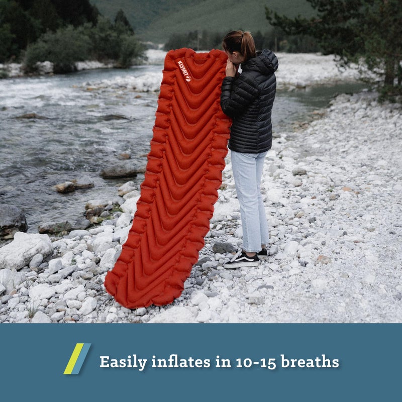 KLYMIT Insulated Static V Inflatable Sleeping Pad | Comfortable, Lightweight, Easy to Inflate, Portable Air Bed Mattress for Camping, Backpacking and Hiking â€” Red - Image 3