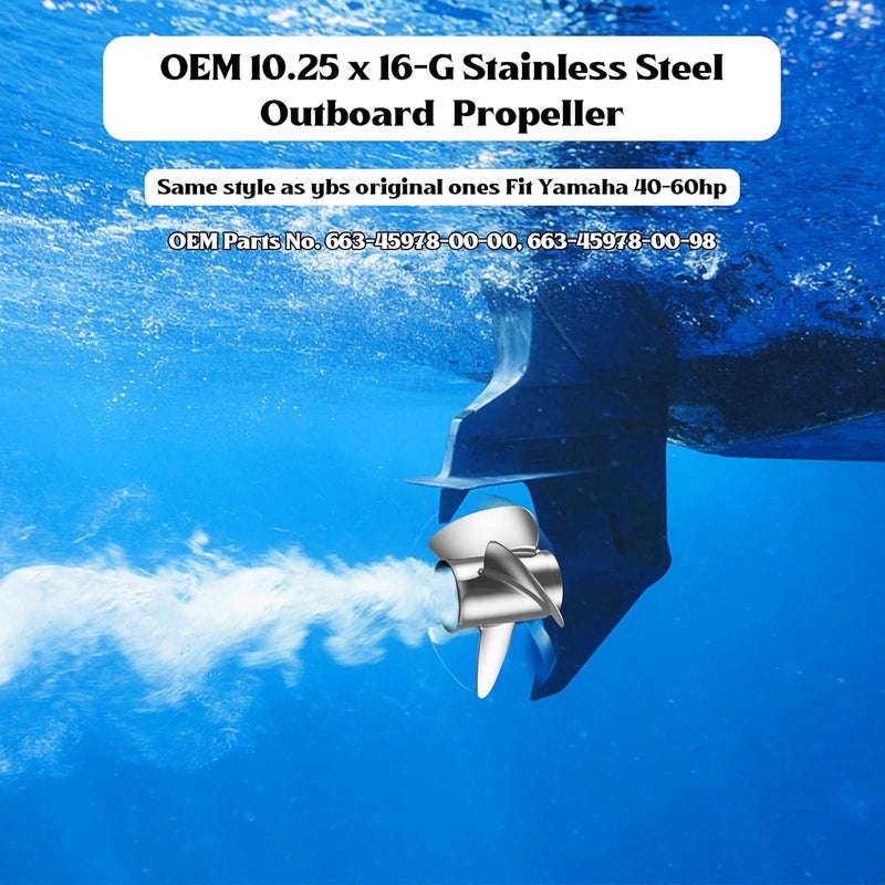 Qiclear بروبلر خارجي من الفولاذ المقاوم للصدأ Qiclear Marine 10.25 x 16-G Upgrade لمحركات ياماها 40-60HP - Image 2