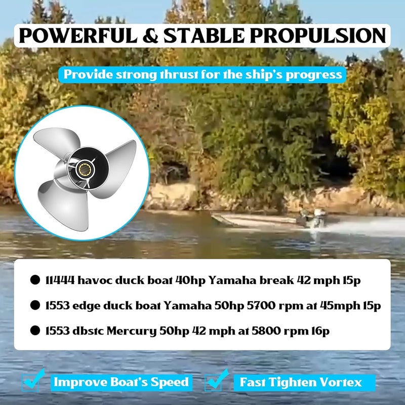 Qiclear بروبلر خارجي من الفولاذ المقاوم للصدأ Qiclear Marine 10.25 x 16-G Upgrade لمحركات ياماها 40-60HP - Image 5