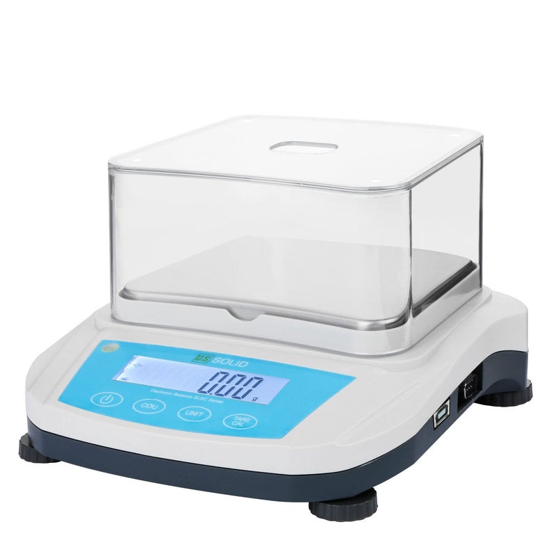 U.S. Solid Precision Lab Scale 2000g x 0.01g- High Precision Analytical Balance w/USB and RS232 Interface, Detachable Draft Shield, Calibration Weight,100-240 VAC - Image 1