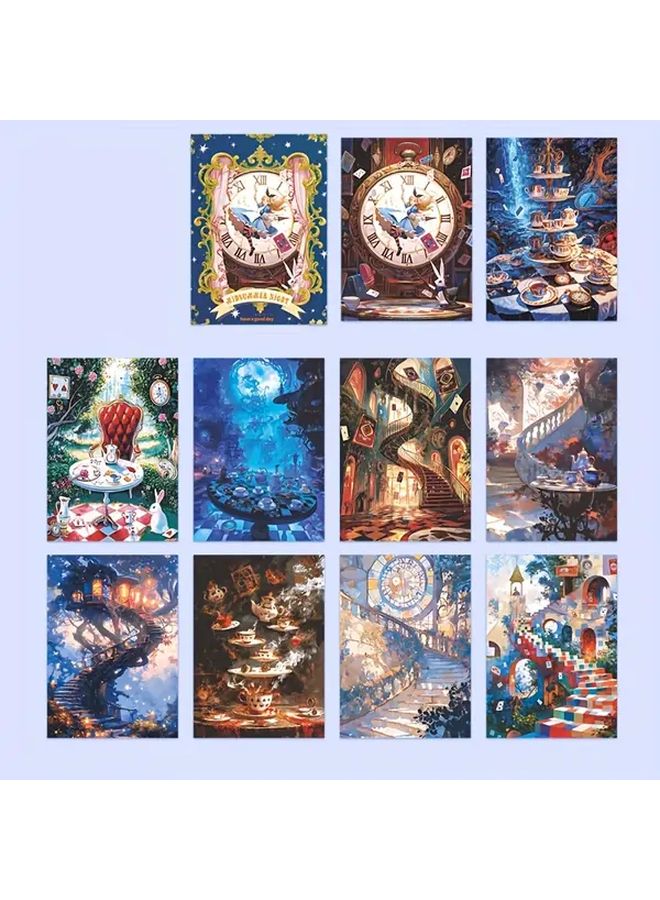 Alice Adventure Mermaid Fairy Glitter Stickers 10pcs DIY Scrapbook Decals No Residue - Image 1