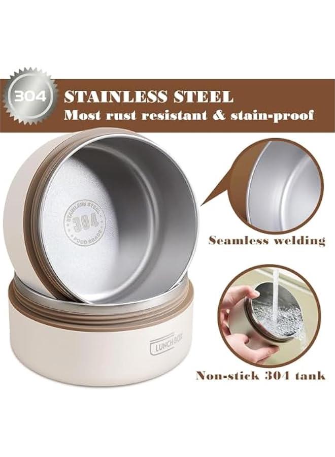 HOOKOR Stainless Steel Bento Box Adult Lunch Box, 4 Stackable Cylinder Bento Lunch Box,Portable Insulated Lunch Containers with Bag,Leakproof Stackable Stainless Steel Food Container for Adult Kids - Image 4