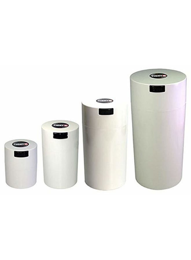TIGHTPAC America, Inc. Nested Set of 4 Vacuum Sealed Dry Goods Storage Containers, 4 Sizes: 24-Ounce, 12-Ounce, 6-Ounce, 3-Ounce, White Cap/White Body - Image 1