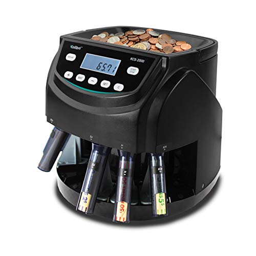 Kolibri KCS-2000 Professional USD Coin Counter Machine, Coin Sorter, Wrapper/Roller | 300 Coins/min, LED Display, Batch Feature | USD Change Counter (USA Tech Support) - Image 1