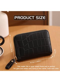 Elios Elios Women's Card Holder Wallet Vegan Leather Card Holder Compact Ladies Purse with 9 Card Slots, and RFID Blocking | Zip Closure | Mini Purse for Women (Black)  - Image 5