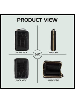 Elios Elios Women's Card Holder Wallet Vegan Leather Card Holder Compact Ladies Purse with 9 Card Slots, and RFID Blocking | Zip Closure | Mini Purse for Women (Black)  - Image 3