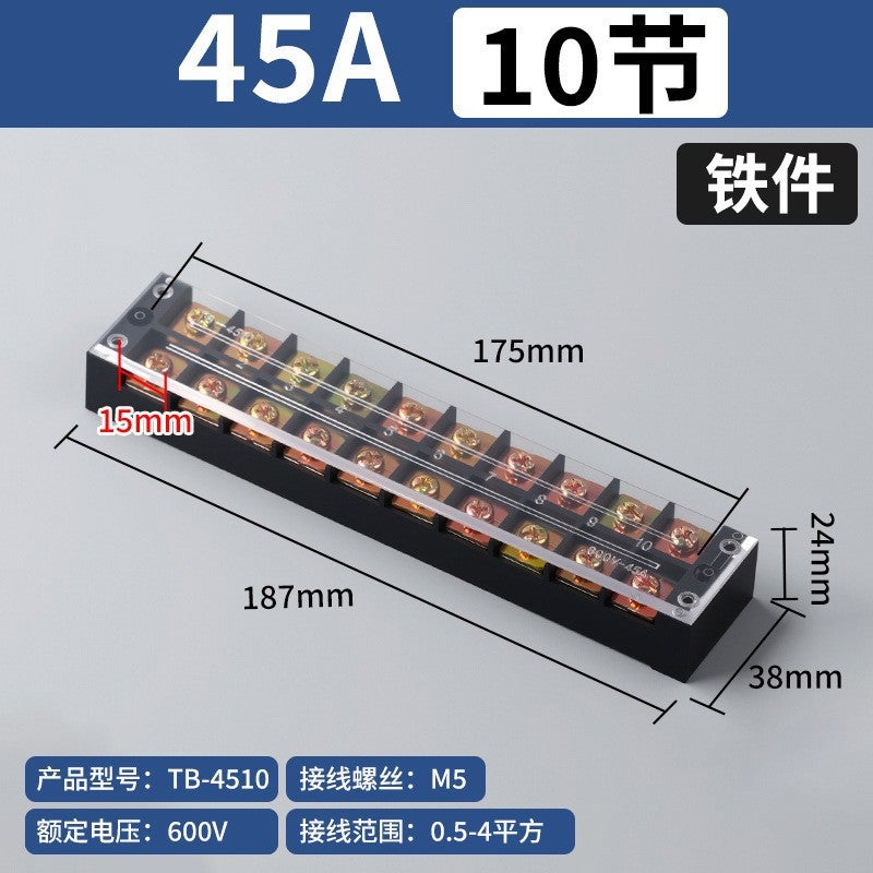 Terminal Block Terminal Block 15A 6-Position Terminal Block Tb-1506 Terminal Block Plug-In Wire Connector - Image 1