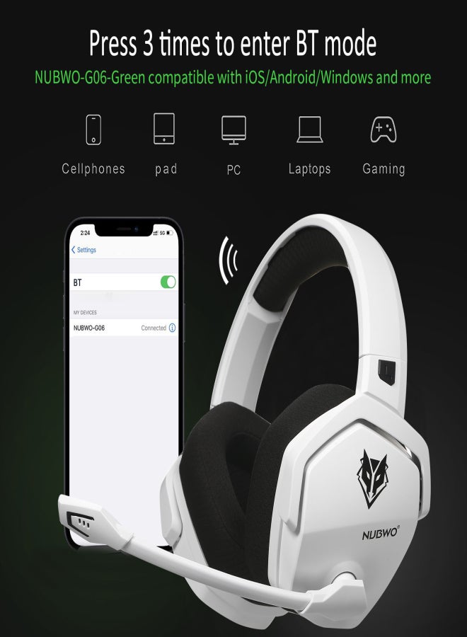 NUBWO G06 Wireless Gaming Headset for PS5 PS4 PC Laptop Noise Canceling Over Ear Headphones with Mic 48H Long Lasting Battery 2.4G Connection Wireless/Wired Headset Bass Surround Soft Earmuffs for - Image 2