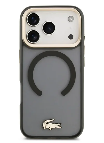 LACOSTE iPhone 17 Pro MagSafe Case / Transparent TPU+PC Case with Frosted Finish / Drop protection Back Cover - Black/Gold