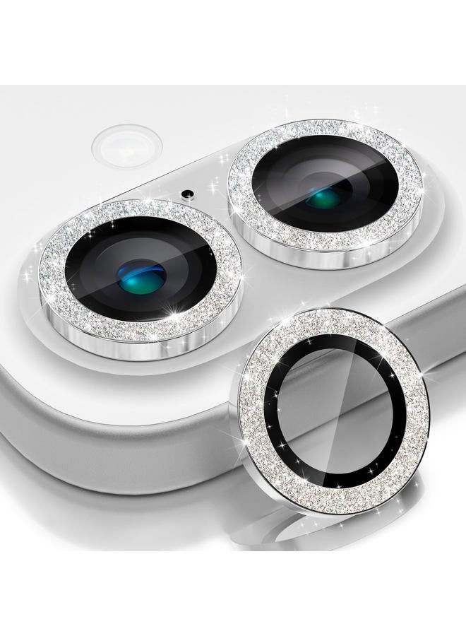 CloudValley Camera Film for iPhone 16 / iPhone 16 Plus - 2 Pack Tempered Glass Lens Protector with Sparkling Bling Ring - Image 1