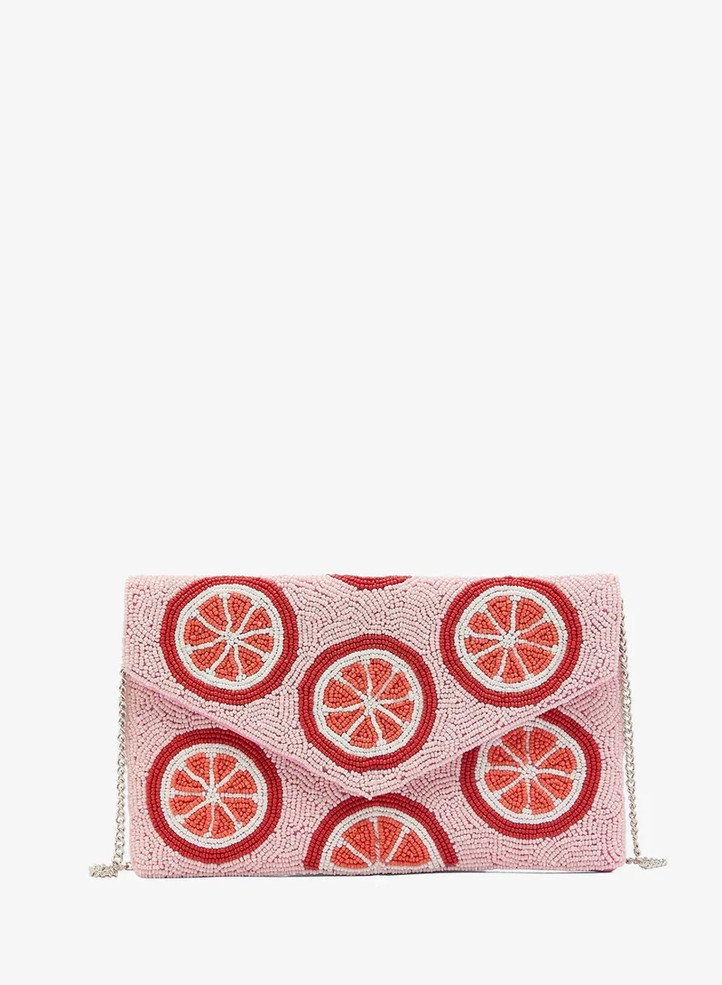 جينجر بوتيك حقيبة يد مطرزة بالخرز بطبعة فاكهة