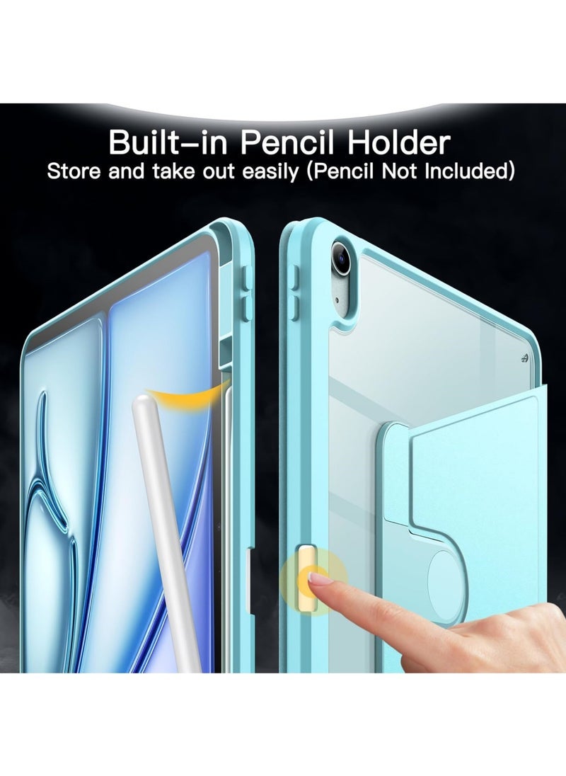 غطاء دوار لجهاز iPad Pro مقاس 11 بوصة 2022/2021 (الجيل 4/3) مع حامل قلم رصاص ، غطاء حامل واقي بزاوية دوران 360 درجة ظهر شفاف ، إيقاظ تلقائي / سلي - Image 5