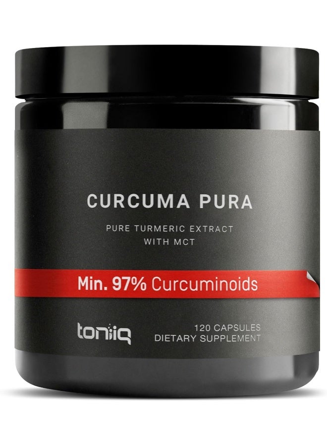 Toniiq Turmeric Curcumin Supplements 72,000mg 60:1 | 1200mg Per Serving | 97% Curcuminoids Tumeric with Black Pepper & MCT Oil for Absorption - Turmeric Pills - 120 Vegetarian Curcuma Capsules - Image 1