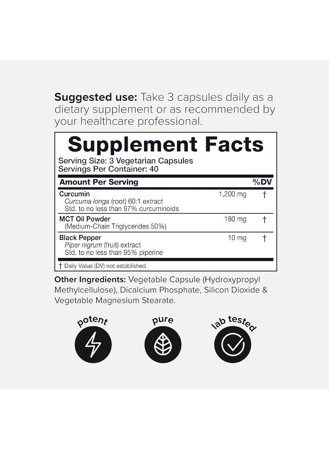 Toniiq Turmeric Curcumin Supplements 72,000mg 60:1 | 1200mg Per Serving | 97% Curcuminoids Tumeric with Black Pepper & MCT Oil for Absorption - Turmeric Pills - 120 Vegetarian Curcuma Capsules - Image 2