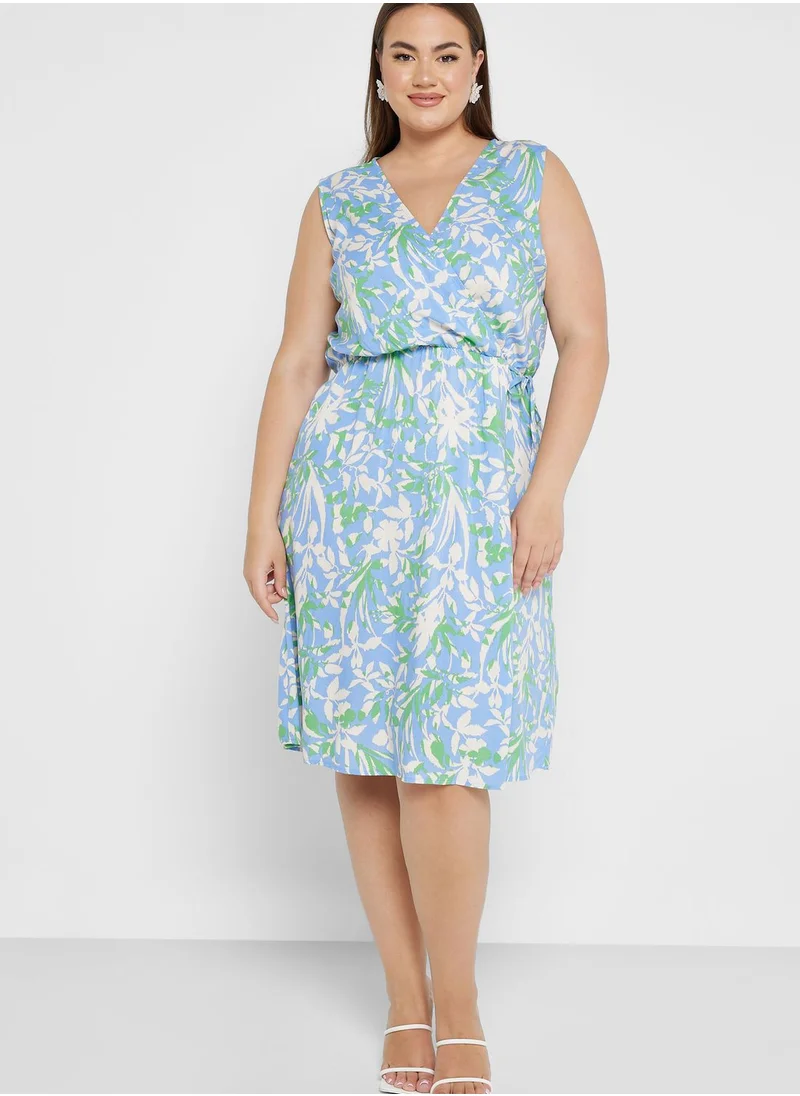 Only Carmakoma Floral Print Wrap Dress