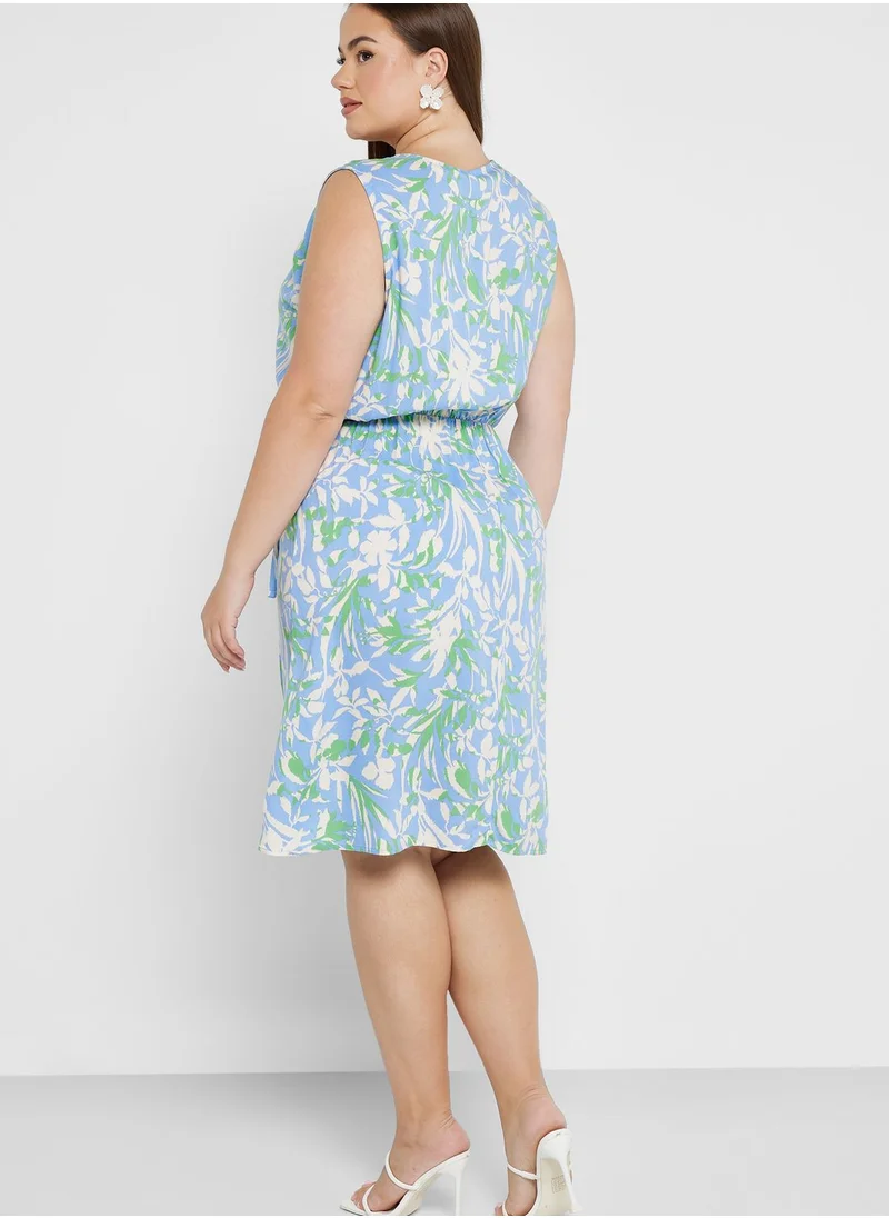 Only Carmakoma Floral Print Wrap Dress