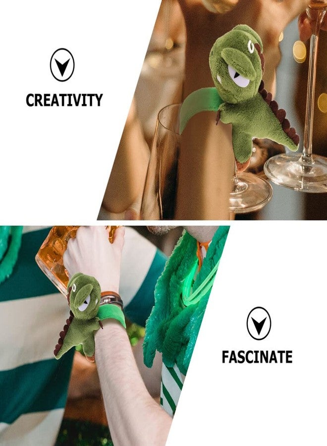 HOLIDYOYO Giant Stuffed Animals Slap Bracelets, Toy Stuffed Dinosaur Wristband Slap Bracelet Toddler Snap Bracelet Jungle Party Favor Snap Bracelets,Green - Image 3