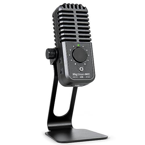 IK Multimedia iRig Stream Mic USB Condenser Microphone with Integrated Audio Interface -Podcast, Gaming for pc, Streaming Plus Audio Mixer - Image 1