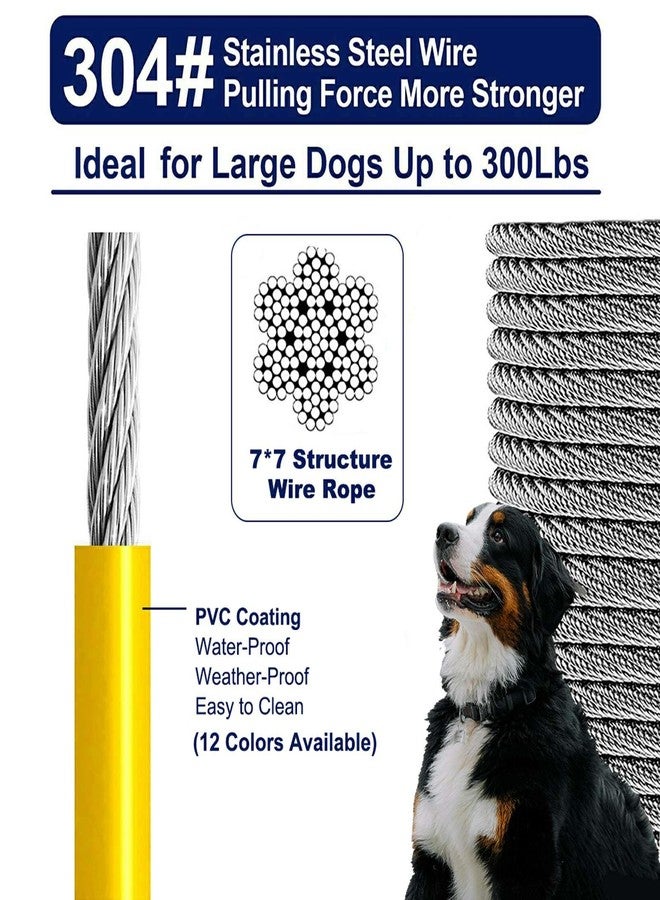 WATFOON Tie Out Cable for Large Dog,Dog Runner for Yard, Dog Run Leash Heavy Duty Swivel Hooks Lead Holds break strength of 1000lbs, Steel Wire Dog Chain Dog Leash Cable for Yard (Yellow 50FT) - Image 2