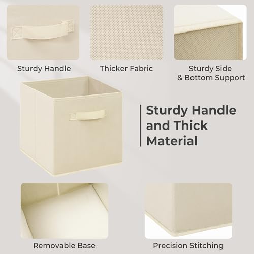 STORAGEIDEAS Easi Storage Cubes, 11 Inch Storage Bins, Set of 4, Foldable Fabric Cube Storage Organizer With Handles, Closet Cube Storage Bins, Collapsible Cubby Storage Organizer for Shelves,Offices, Beige - Image 5