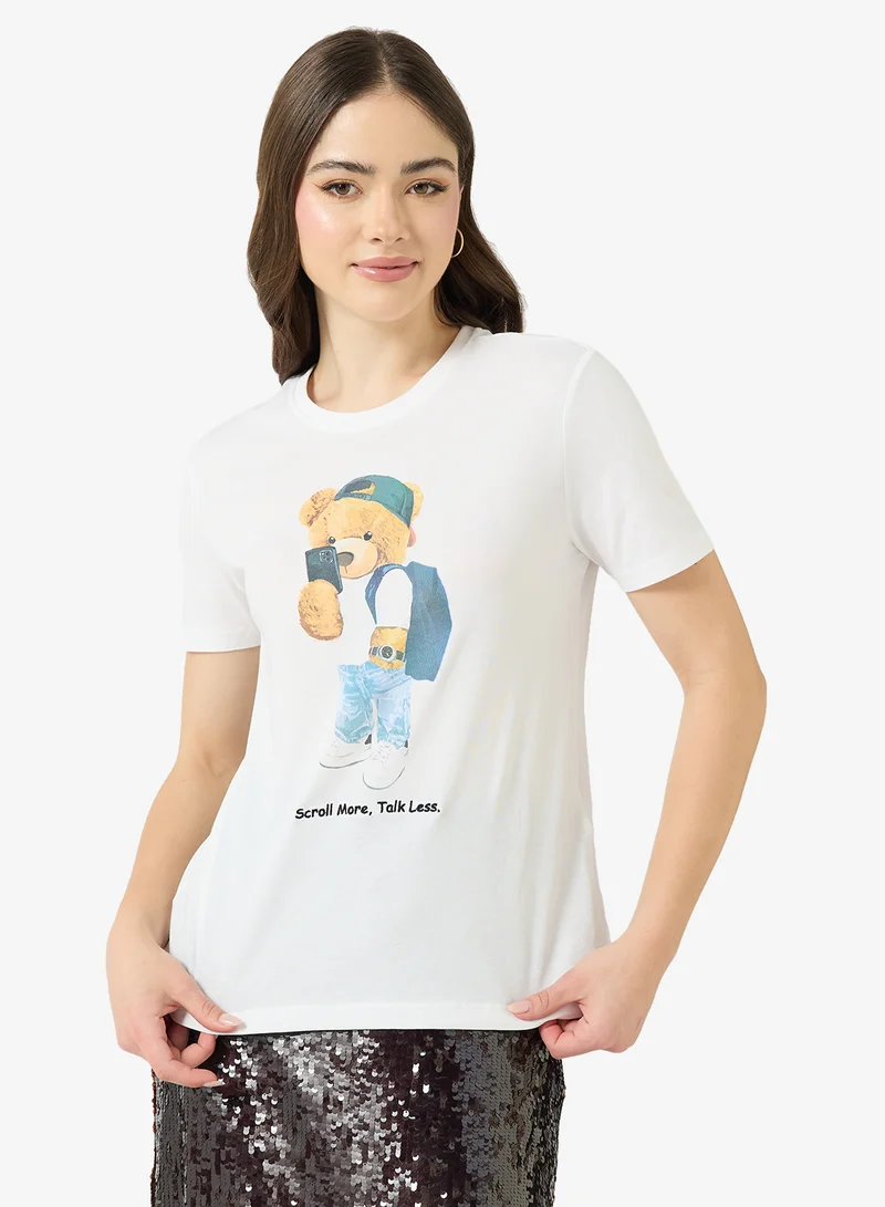 اونلي Onl Teddy Crew Neck T-Shirt