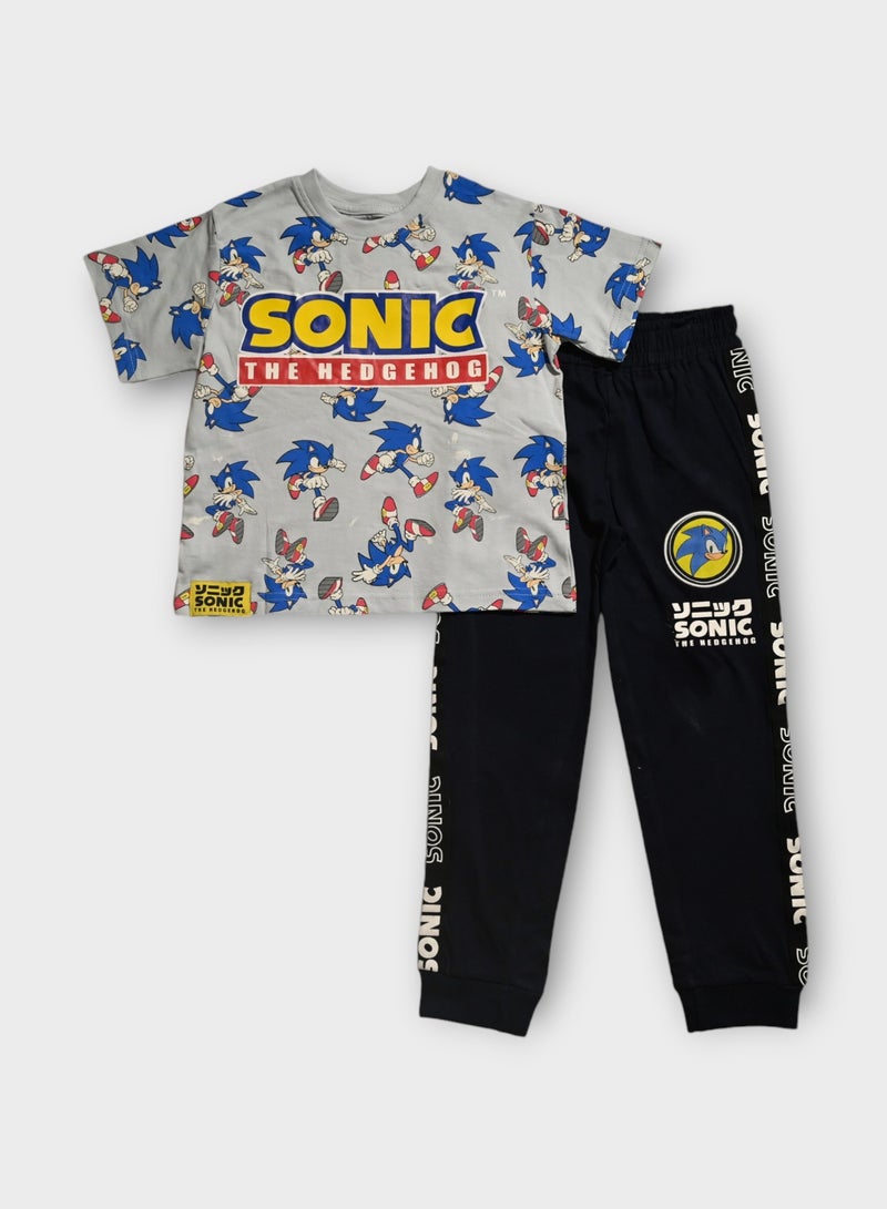 Sonic the Hedgehog T-Shirt and Pajama Set, Blue, - Image 1