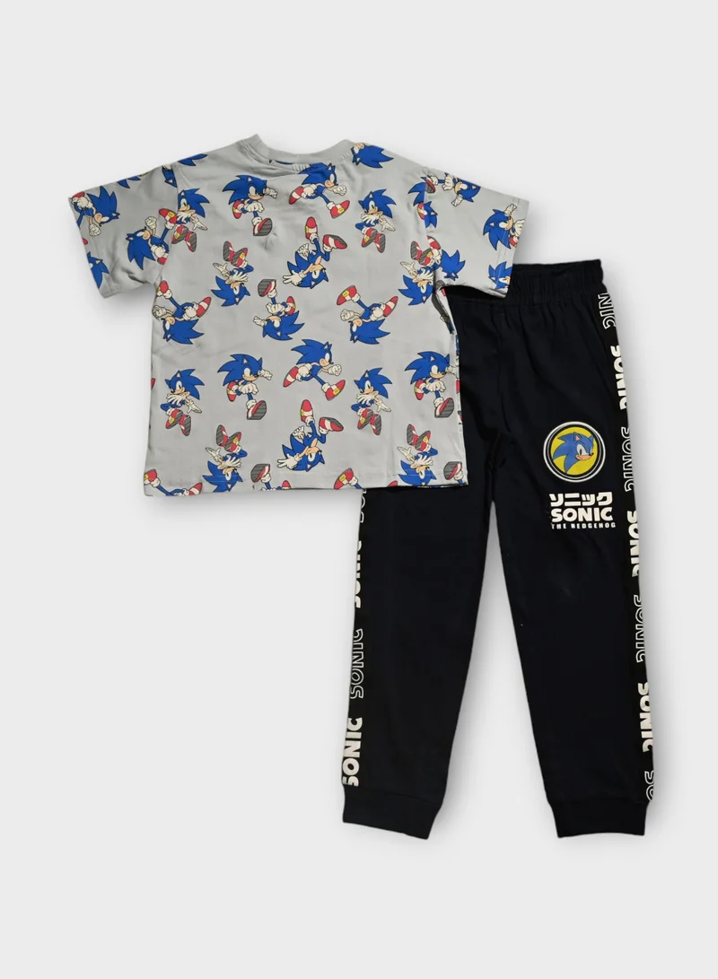 SONIC Sonic the Hedgehog T-Shirt and Pajama Set, Blue,