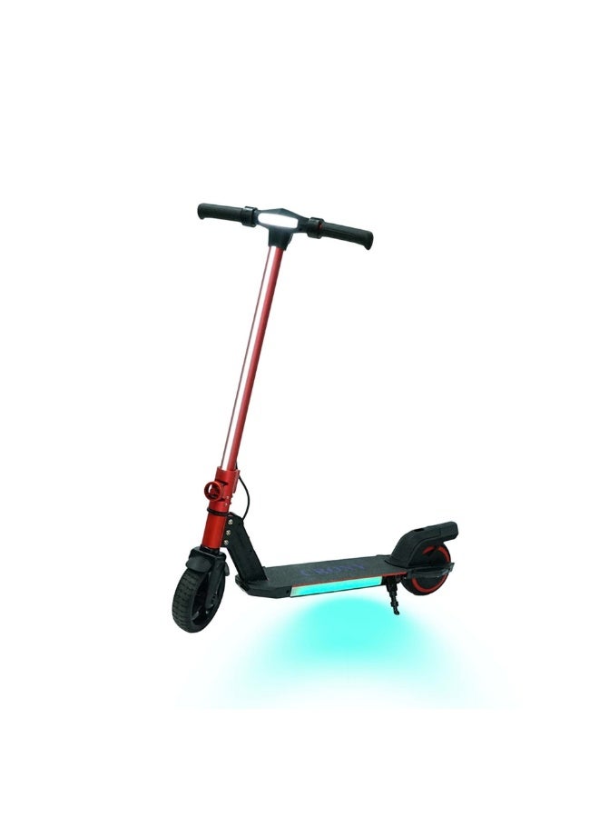 Crony سكوتر كهربائي للأطفال CRONY S31 – محرك 130 واط، بطارية 21 فولت / 2.5Ah، إطار ألمنيوم قابل للطي + أضواء LED RGB على السطح - أحمر - Image 1